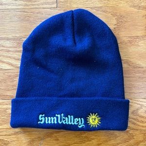 EMBROIDERED LOGO SUN VALLEY BEANIE WINTER SKULL CAP NAVY BLUE